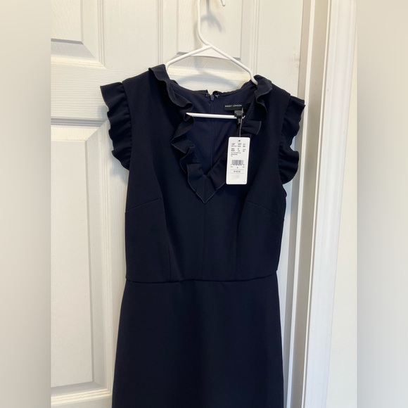 Navy Ruffle Sleeve Dress - Picture 3 of 9